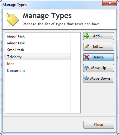 Delete task types