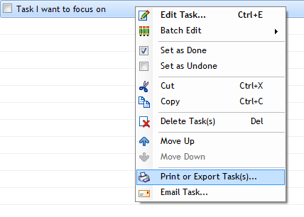 Print or export task to fully focus on