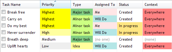Custom colors in task-view