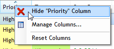 Hide column in Swift To-Do List via right-click menu