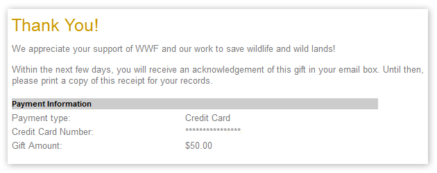 $50 sent to WWF