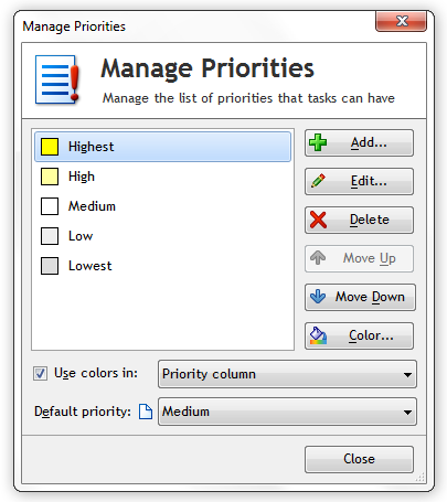 Default Swift To-Do List Priorities