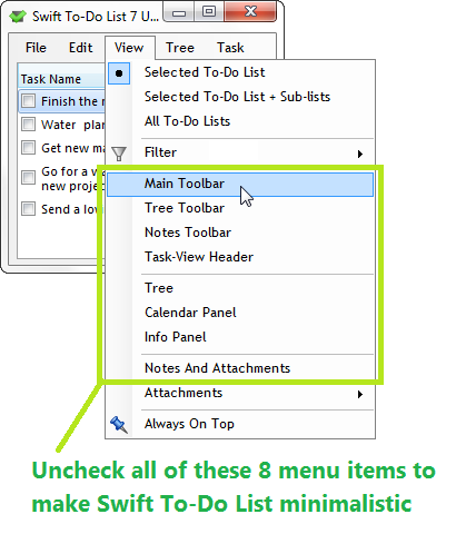 How to make Swift To-Do List Minimalistic - Hide panels and toolbars
