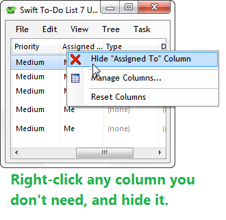 How to make Swift To-Do List Minimalistic - Hide unused columns