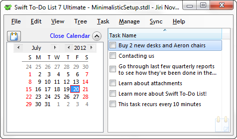 Minimalistic Swift To-Do List with calendar