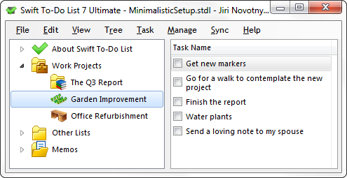 Minimalistic Swift To-Do List with to-do list tree