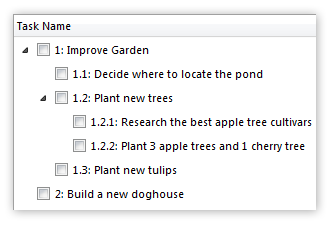 Automatically numbered subtasks