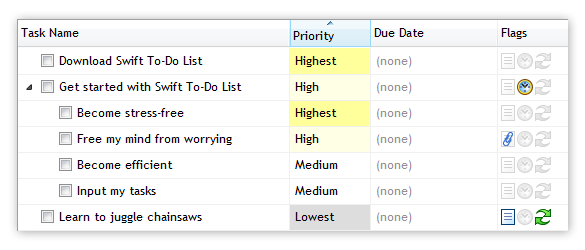 Colors in Priority column in Swift To-Do List