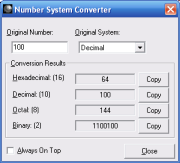 CharProbe Screenshot - Number System Converter