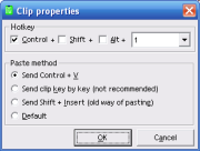 FastPaste screenshot - Clip properties