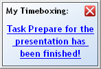 My Timeboxing screenshot - Task finished notify