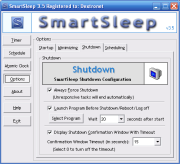 SmartSleep screenshot - Shutdown Options
