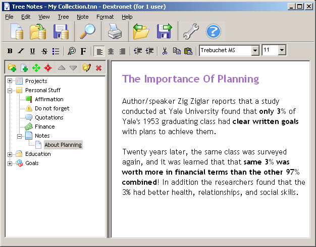 Screenshot of Tree Notes